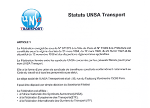 Statuts de l'UNSA Transport