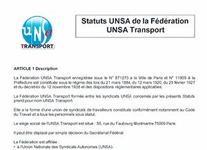 Statuts de l'UNSA Transport