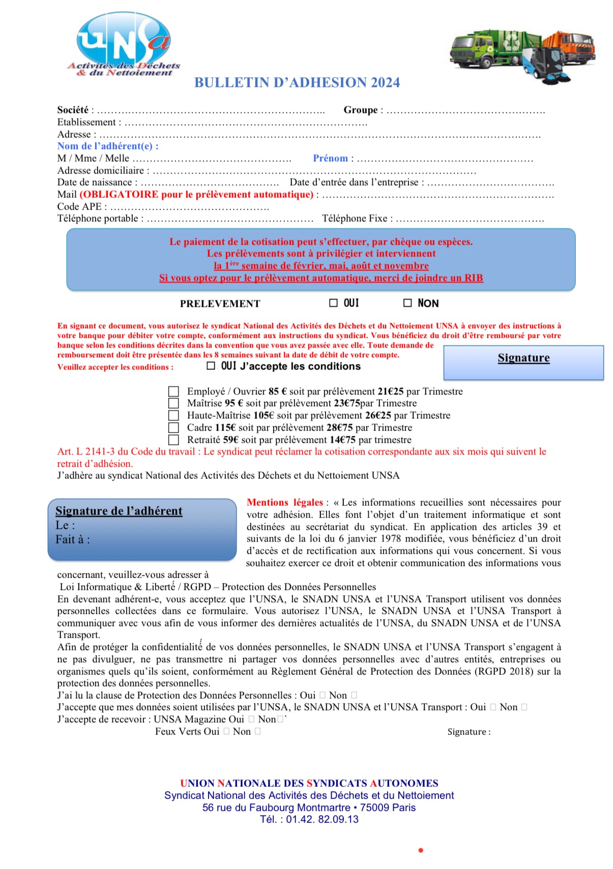 Bulletin d’adhésion SNADN UNSA 2024
